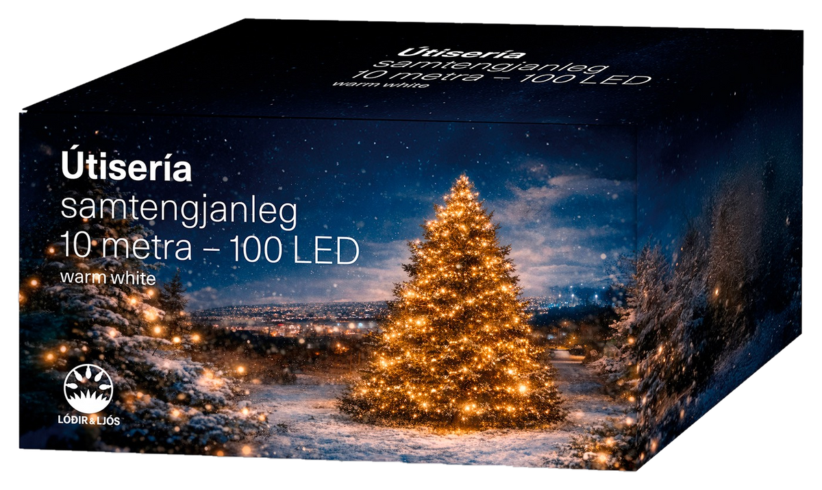 10 metra jólasería (100 LED) warm white - samtengjanleg