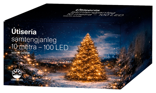 10 metra jólasería (100 LED) warm white - samtengjanleg